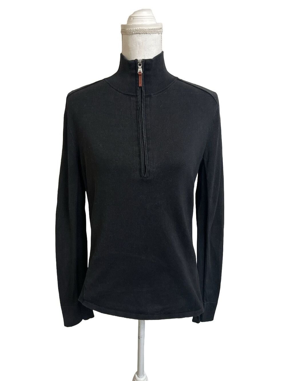 RLX Ralph Lauren Women's L Black 1/2 Zip Pullover Sweater Cotton